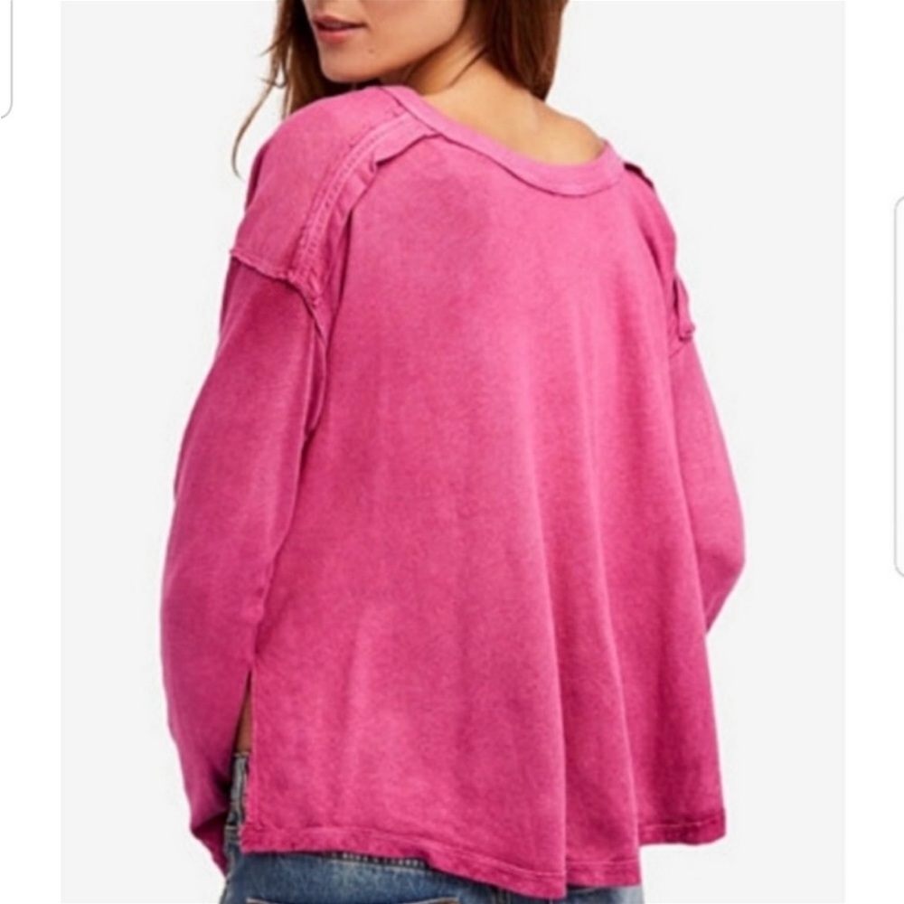 NWT Free People XS First Love Lace Up Tee Berry Twilight - Picture 3 of 6